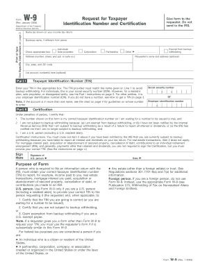 Form W-9 Request for Taxpayer Identification Number and Certification