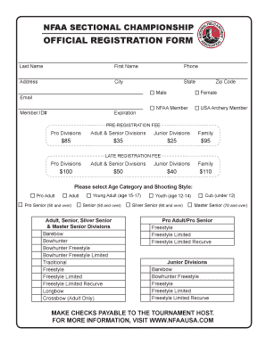 NFAA Sectional Championship Registration Form