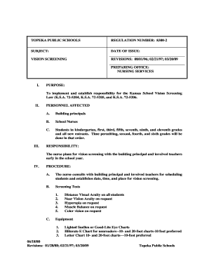 Ishihara results sheet - TOPEKA PUBLIC SCHOOLS SUBJECT: VISION SCREENING I - documents topekapublicschools