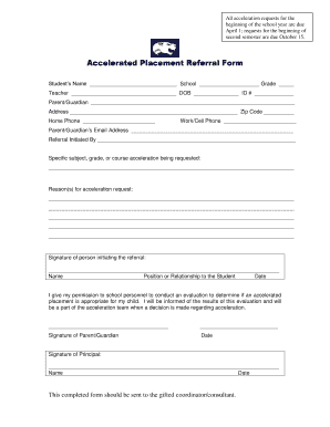 Accelerated Placement Referral Form