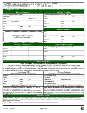Medical Genomics Laboratory Test Requisition Form