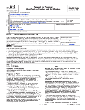 Form W-9 Request for Taxpayer Identification Number and Certification