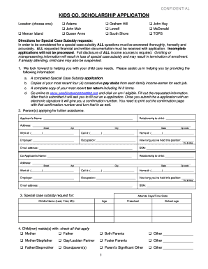 Kids Co. Subsidy/Scholarship Agreement
