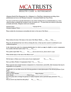 Montana Contractors' Association Health Care Trust Claim Form