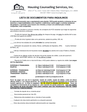 Lista de Documentos para Inquilinos