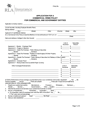 Commercial Crime Policy Application