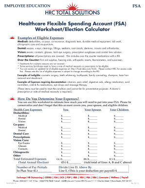 Employee Education FSA Worksheet
