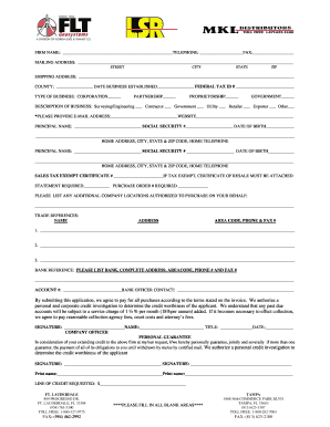 Business Credit Application Form