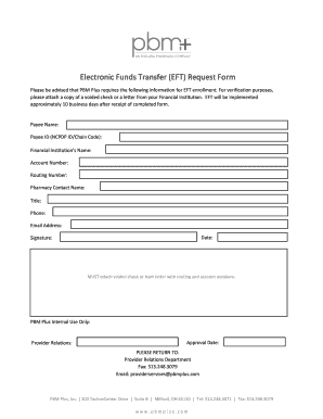 Electronic Funds Transfer Request Form