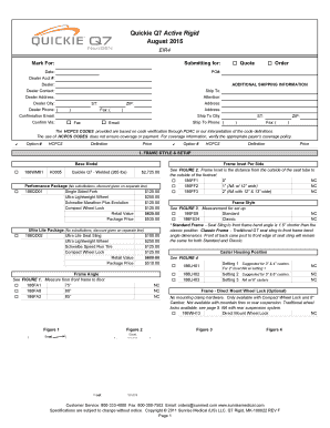 Quickie Q7 Active Rigid Order Form