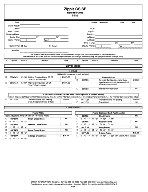 Zippie GS SE Wheelchair Order Form