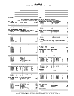 Quickie 2 Easy Short Order Form