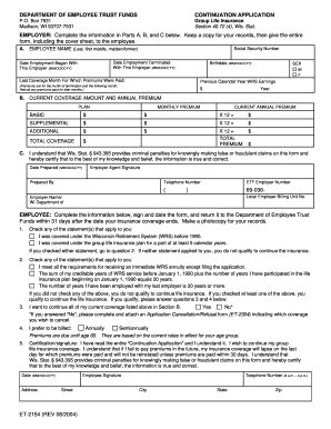 Wisconsin Public Employers’ Group Life Insurance Continuation Application