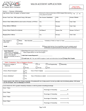 AVAD Canada Sales Account Application