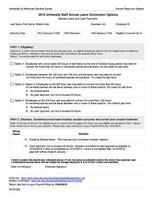 University of Wisconsin Annual Leave Conversion Form