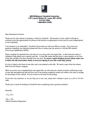 Missouri Vehicle Donation Form