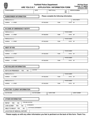 Fairfield Police Department OK Check Form
