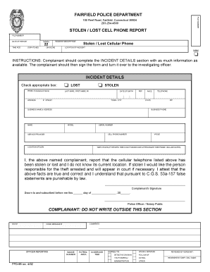 Stolen Lost Cell Phone Report
