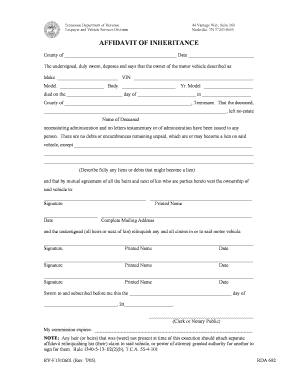 Tennessee Affidavit of Inheritance