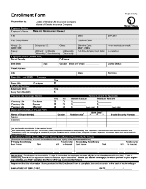 Employee Benefits Enrollment Form