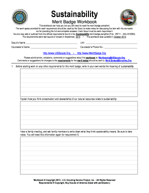 Sustainability Merit Badge Workbook