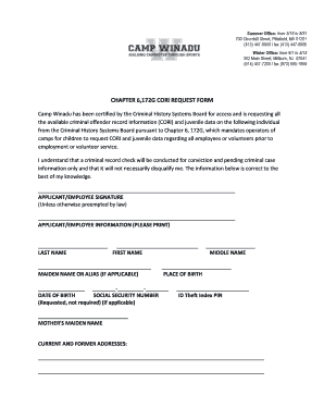 Chapter 6 172G CORI Request Form