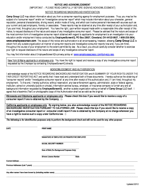 Background Investigation Notice and Authorization