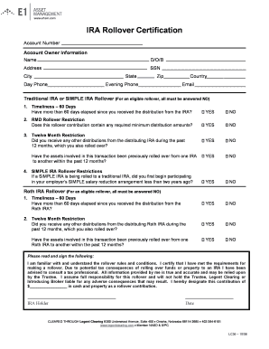 IRA Rollover Certification Form