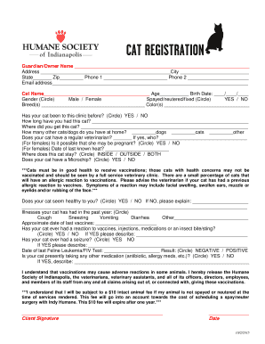 Cat Vaccination Form