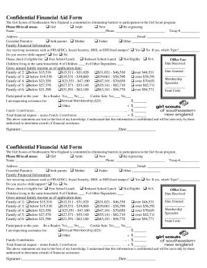Confidential Financial Aid Form