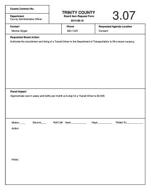 Sample of receiving copy - Authorize the recruitment and hiring of a Transit Driver in the Department of Transportation to fill a recent vacancy