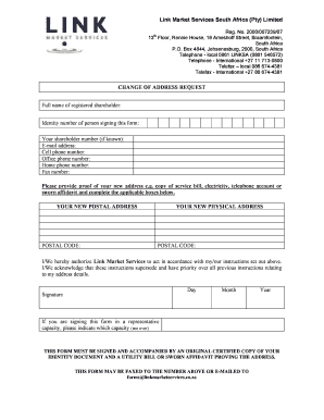 Change of Address Request Form