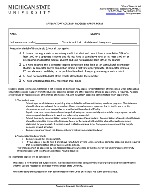 Satisfactory Academic Progress Appeal Form