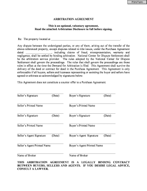 Real Estate Arbitration Agreement