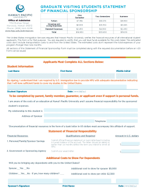 Graduate Visiting Student Financial Sponsorship Form