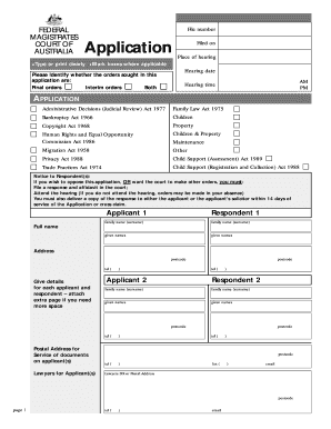 Federal Court Application Form