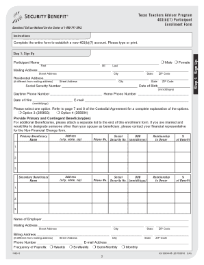 Texas Teachers 403(b)(7) Enrollment Form