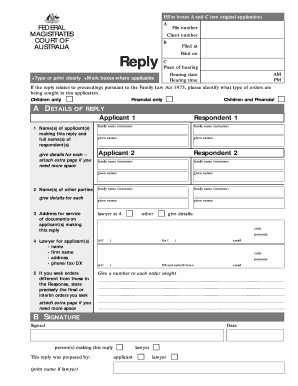 Family Law Reply Form