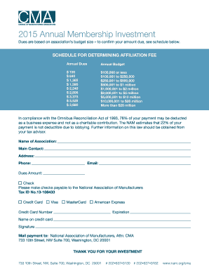 2015 Annual Membership Dues Form