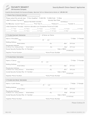 Security Benefit Choice Annuity Application