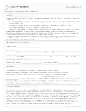 Collateral Assignment Form for Non-Qualified Contract