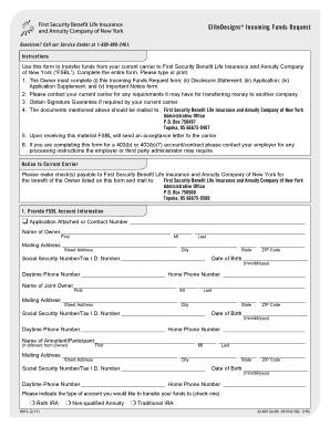Incoming Funds Request Form
