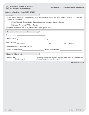 EliteDesigns Investment Allocation Change Form