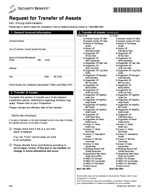 Request for Transfer of Assets Form