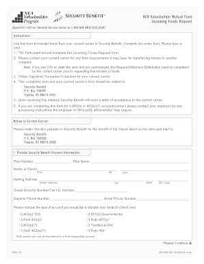NEA Valuebuilder Mutual Fund Incoming Funds Request
