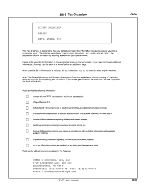 2014 Tax Organizer Form