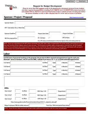 Request for Budget Development