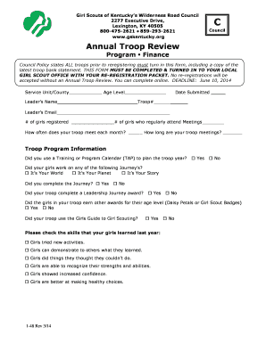 Girl Scouts Annual Troop Review Form