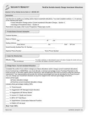 ThirdFed Variable Annuity Change Investment Allocations