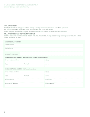 Bell FX Foreign Exchange Agreement Application Form